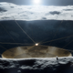 Artist’s conception of a radio dish built inside the crater on the far side of the Moon.
